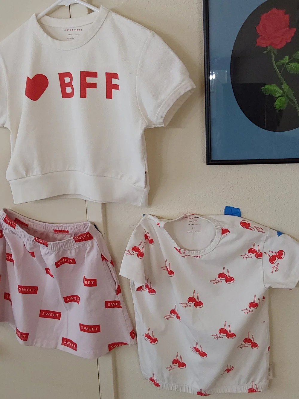 Kids Three-Piece BFF Matching Set in White & Red
